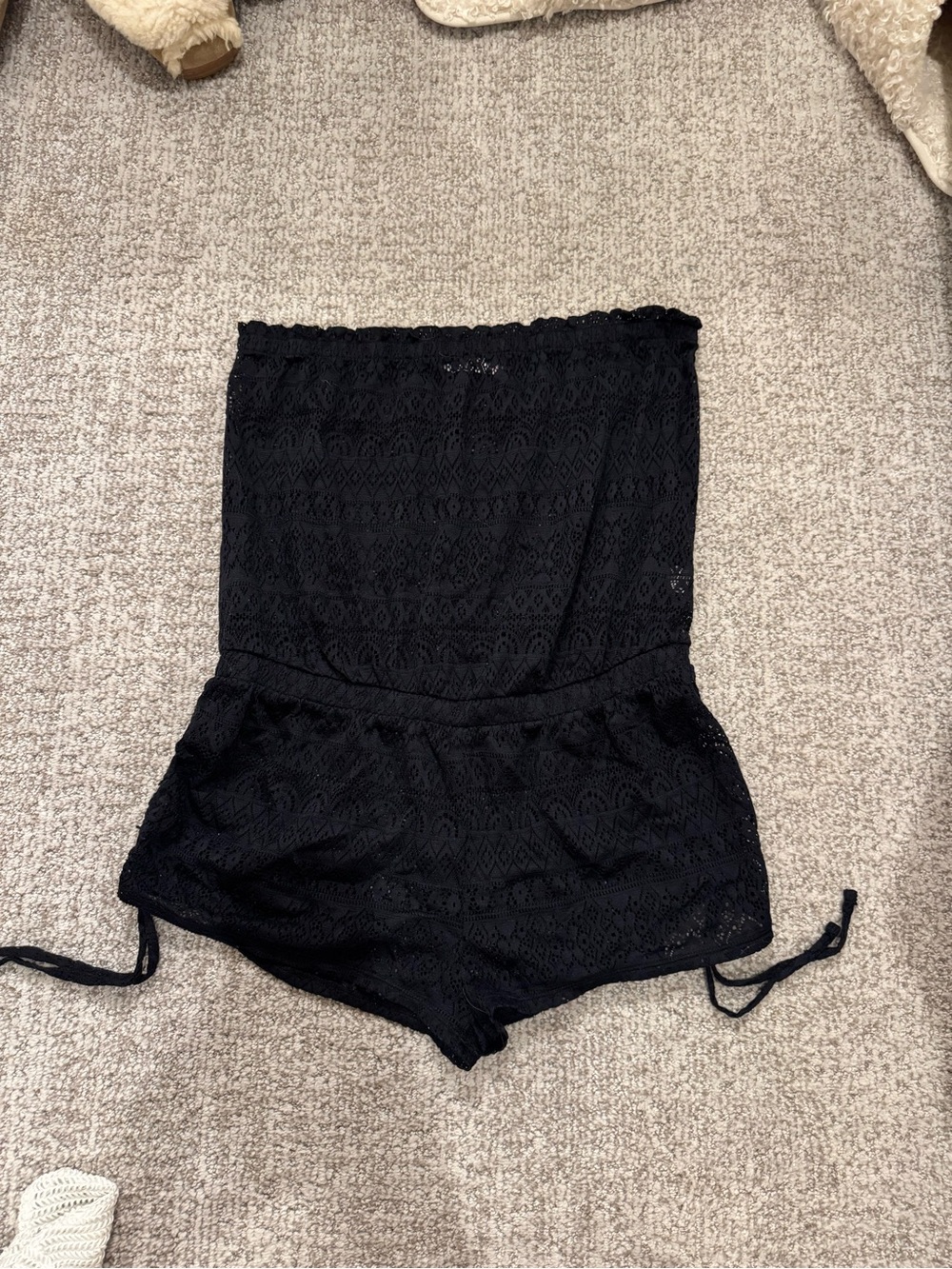 Victoria's Secret Black Lace Strapless Romper Bathing Suit Cover-Up